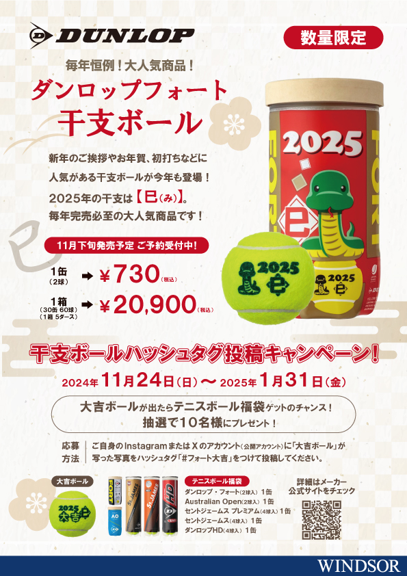 【未使用品】DUNLOP FORT テニスボール　干支 令和 記念 ダンロップ フォート 干支ボール（2023年「卯」）」を数量限定で新発売