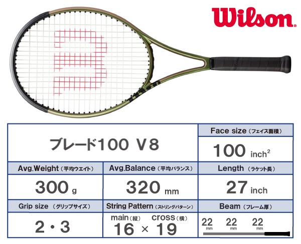 Wilson BLADE 98 16×19 V7.0 グリップ２ ガット付き www